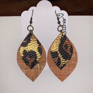 Leopard print hook earrings